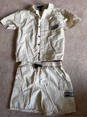 Bench Cream Short Sleeve Button-Up Shirt and Shorts Set